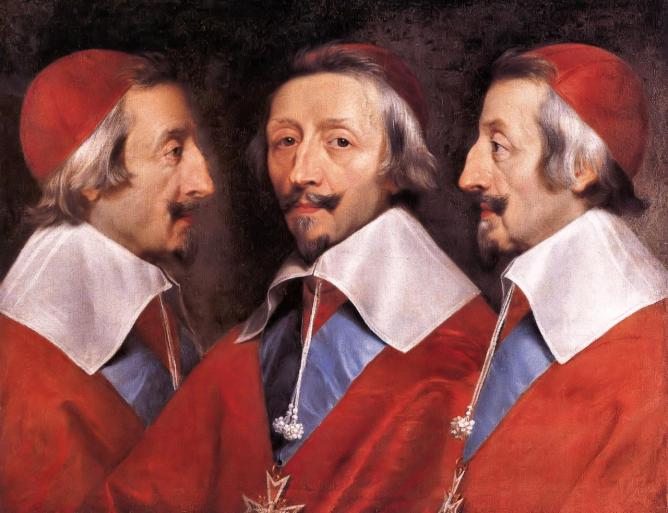 Philippe de Champaigne, Triple portrait du cardinal de Richelieu portant l'Ordre du Saint-Esprit (c. 1640 - Londres, Nal Gallery)